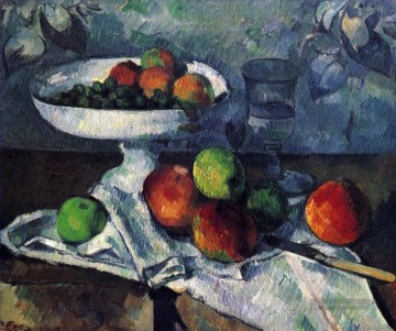 Impressionismus Stillleben Werke - Compotier Glas und Äpfel Paul Cezanne Stillleben Impressionismus